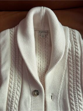 J. Crew Cream Cable-Knit Shawl Collar Cardigan
